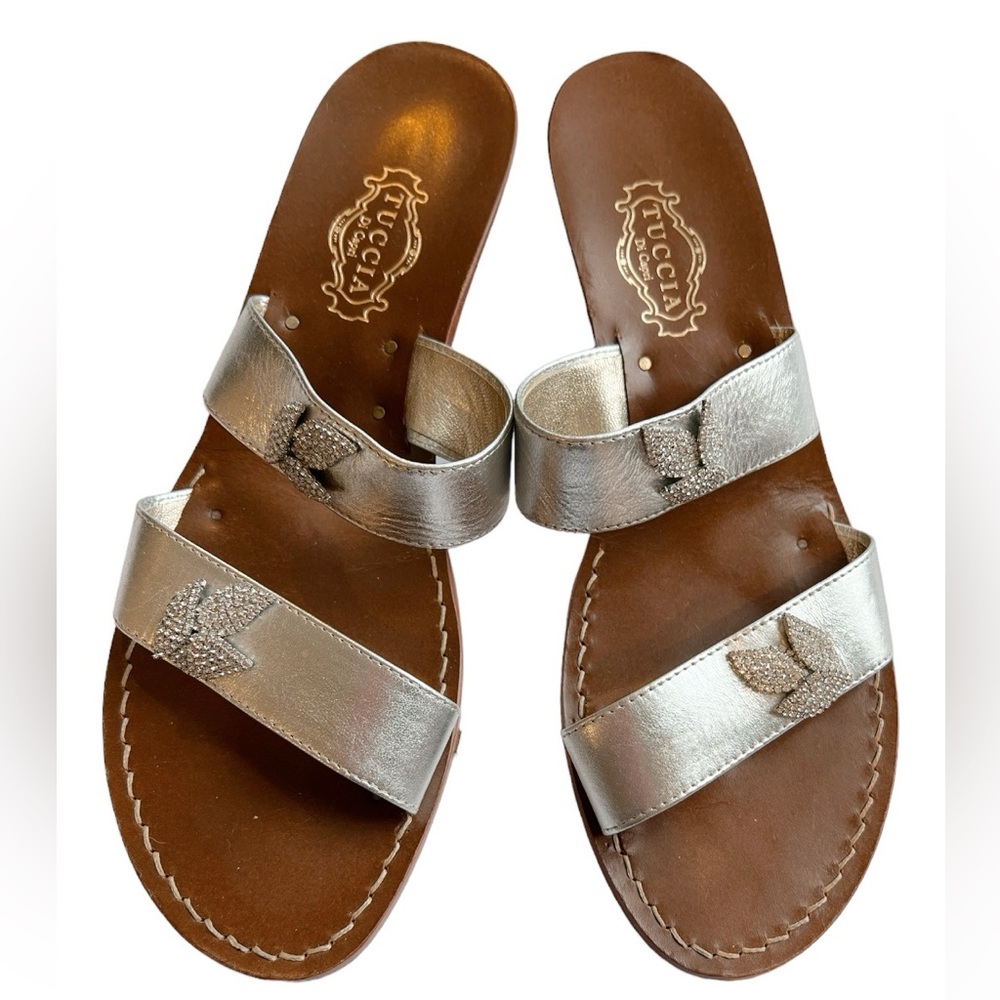 Elevate Your Style with Tuccia di Capri Silver Low Wedge Women's Shoes - Size 43